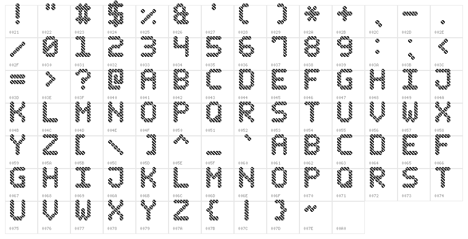 Bubble Pixel-7 Hatch Character Map