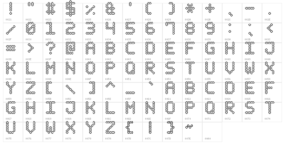 Bubble Pixel-7 Character Map