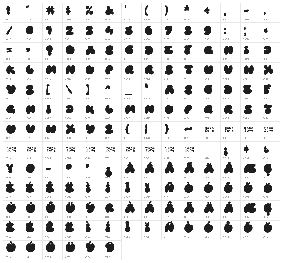 Bubble Street Fill Character Map