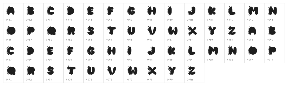 BubbleGum Dino Alphabet Character Map