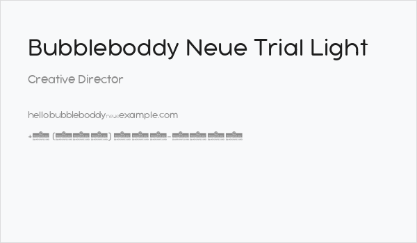 Bubbleboddy Neue Trial Light Business Card