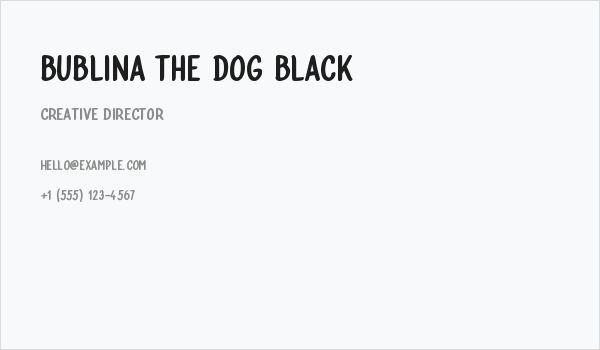Bublina the Dog Black Business Card
