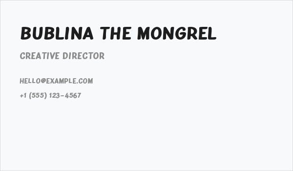 Bublina the Mongrel Business Card