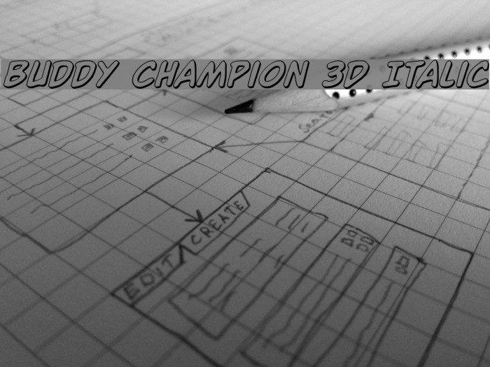 Buddy Champion 3D Italic Font examples