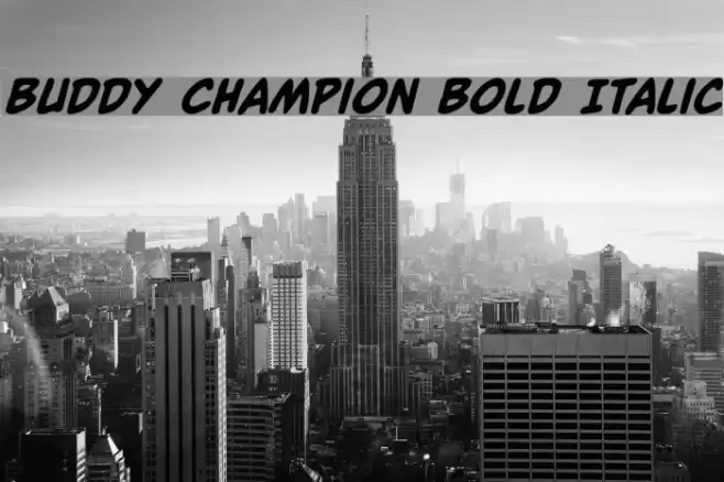 Buddy Champion Bold Italic Font examples
