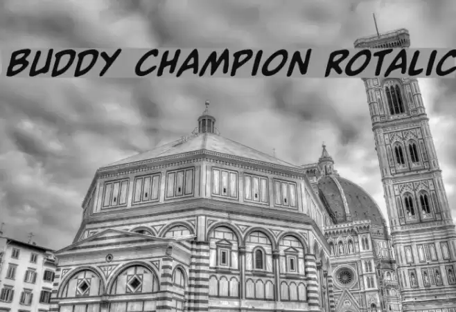 Buddy Champion Rotalic Font examples