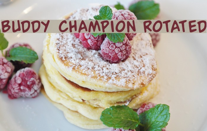 Buddy Champion Rotated Font examples