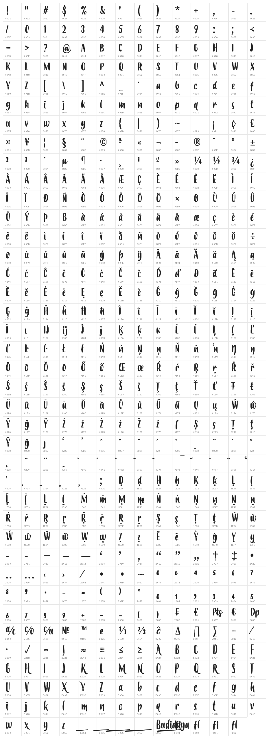 Budidaya Character Map