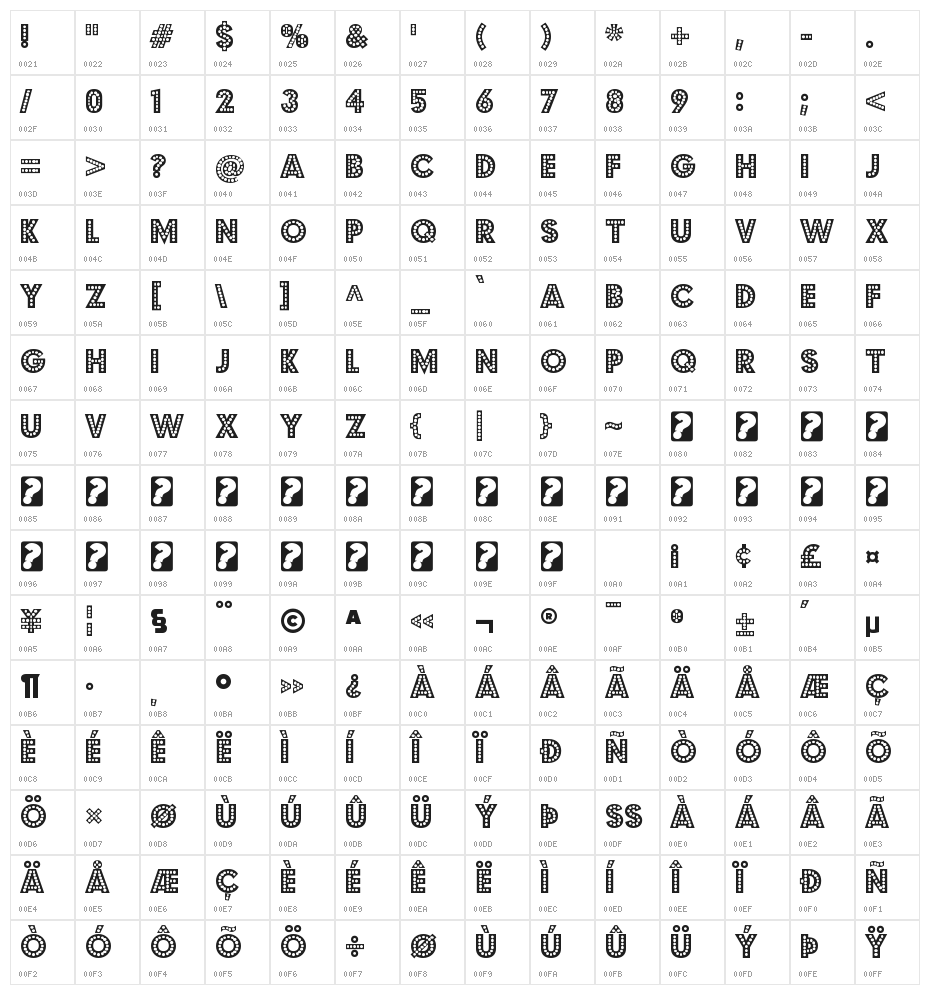 BudmoJiggler-Regular Character Map