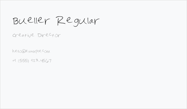 Bueller Regular Business Card