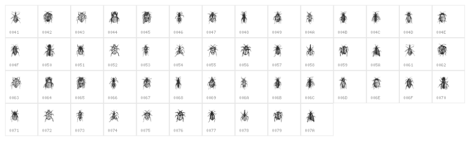 Buggys Regular Character Map