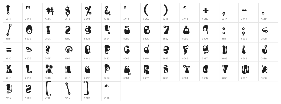 Bughouse Medium Character Map
