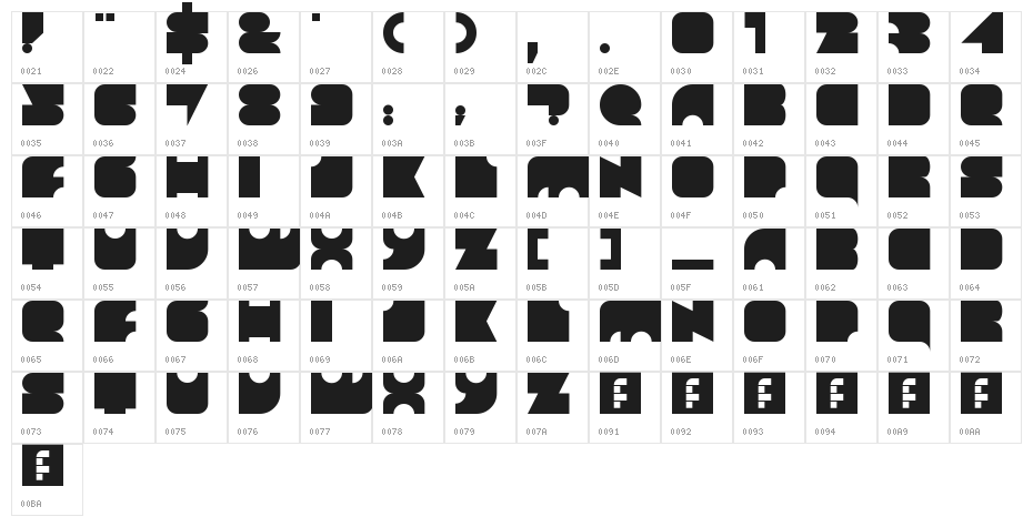 Bulat Regular Character Map