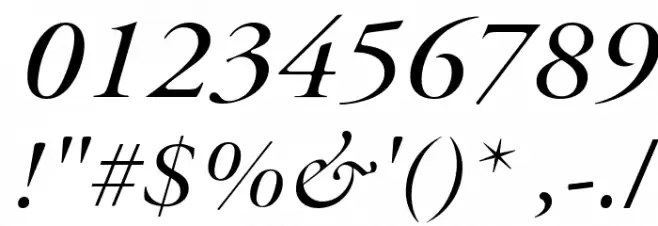 Bulgarian Garamond Italic Font OTHER CHARS