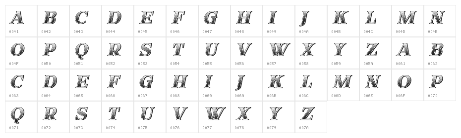 Bull Italic Character Map