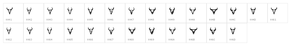 Bull Skulls Regular Character Map
