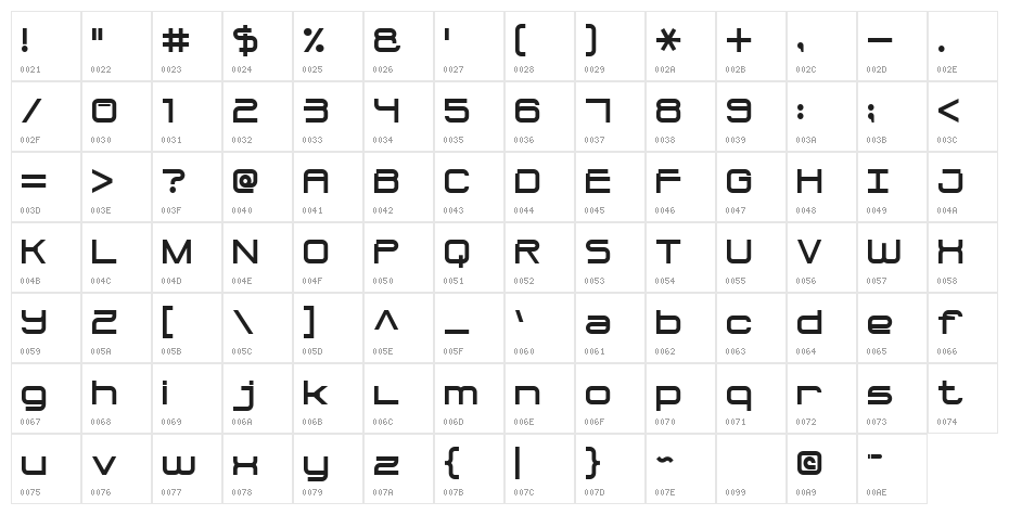 Bullet Trace 7 Solid Character Map