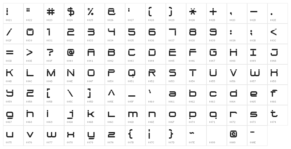 Bullet Trace 7 Character Map