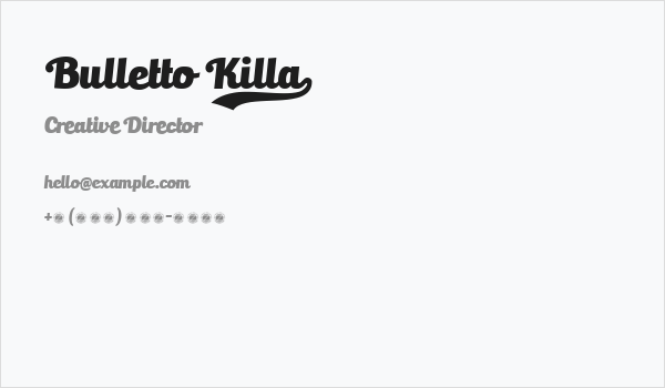 Bulletto Killa¬ Business Card