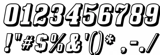Bullpen 3D Font Alte caractere