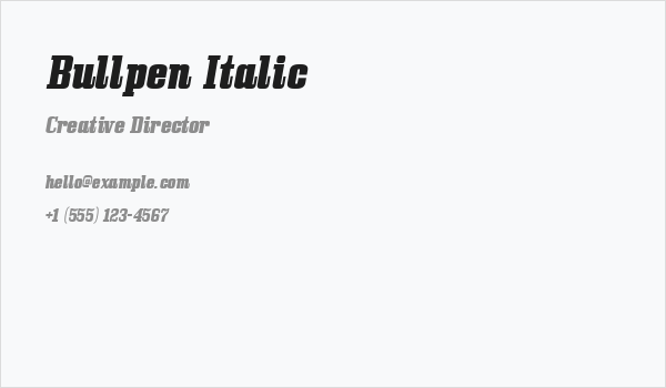 Bullpen Italic Business Card