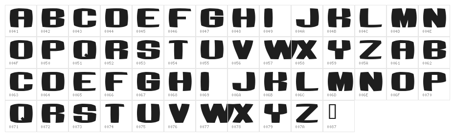 Bumbastika Character Map