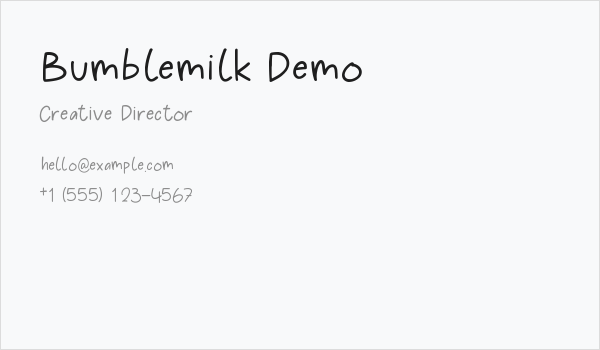 Bumblemilk Demo Business Card