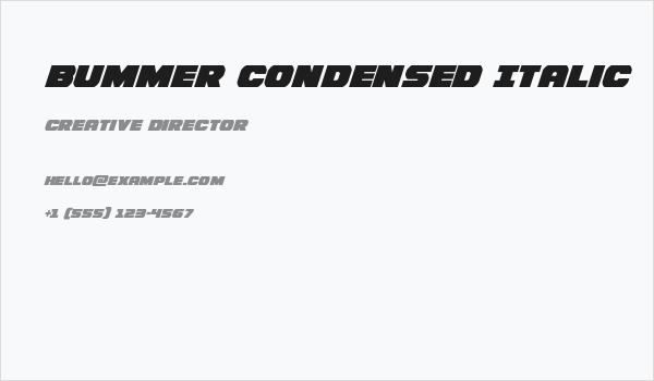 Bummer Condensed Italic Business Card