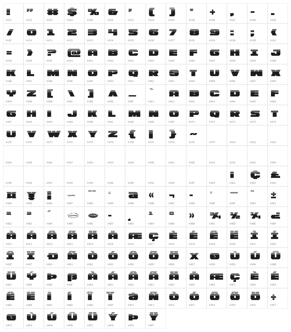 Bummer Halftone Character Map