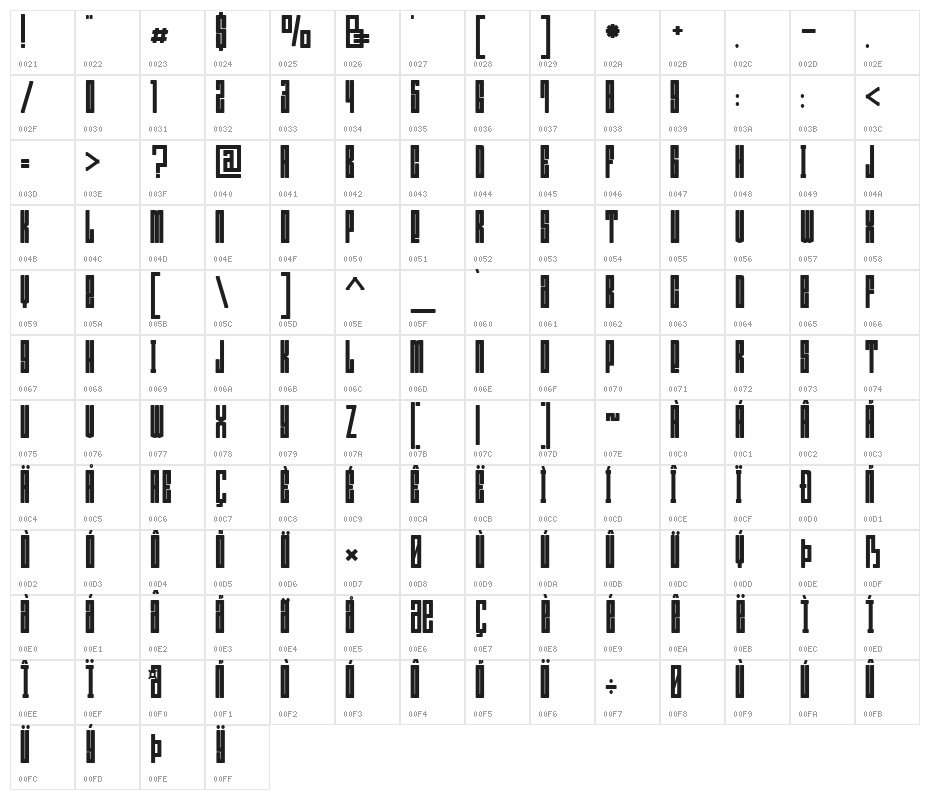 Bumpers Regular Character Map