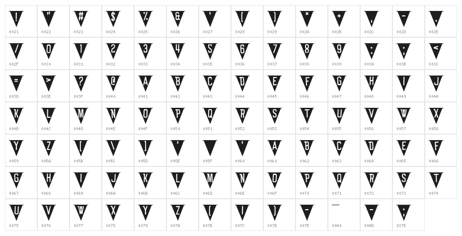 Bun Ting Character Map