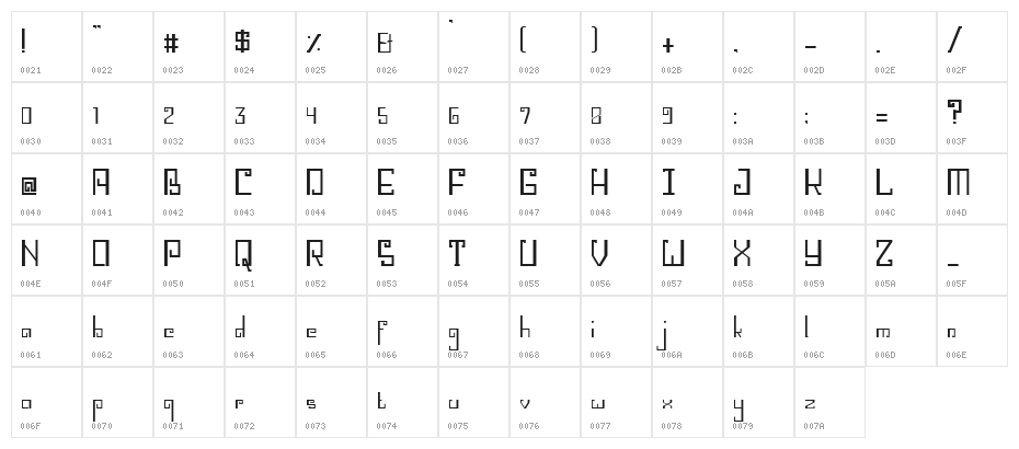 Buna Insana Regular Character Map