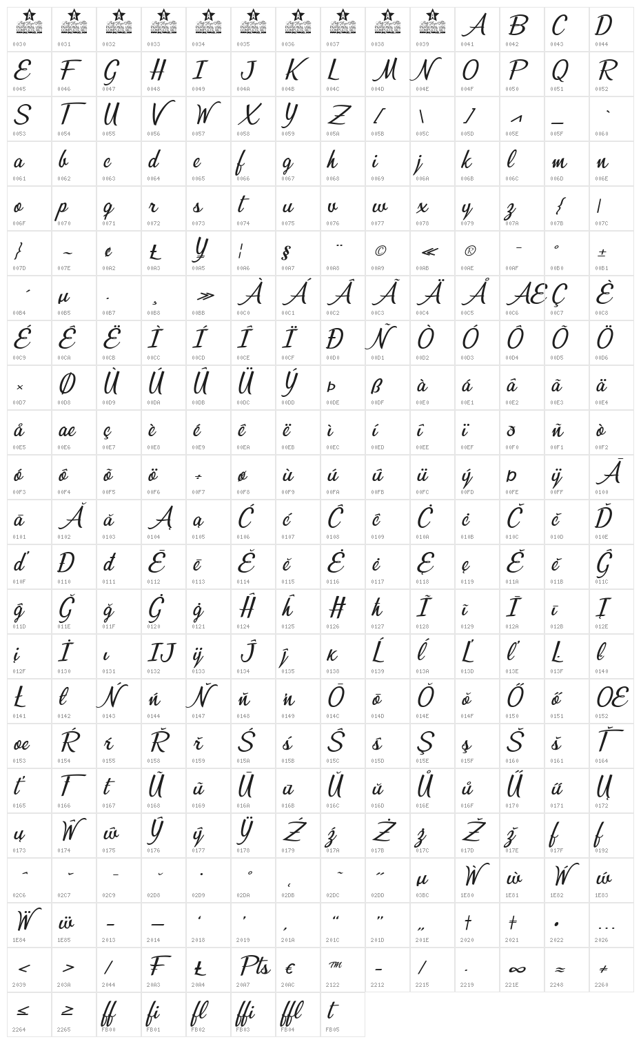 Bunch of Flowers Personal Use Regular Character Map