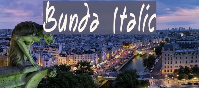 Bunda Italic Font examples