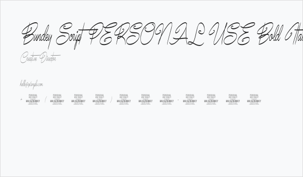 Bundey Script PERSONAL USE Bold Italic Business Card