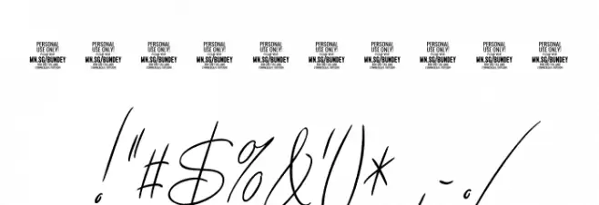 Bundey Script PERSONAL USE Italic Font OTHER CHARS