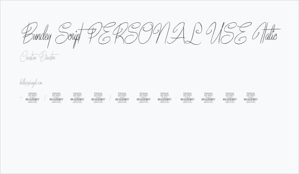 Bundey Script PERSONAL USE Italic Business Card