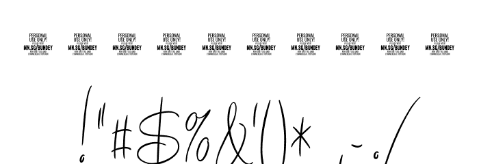 Bundey Script PERSONAL USE Regular Font OTHER CHARS