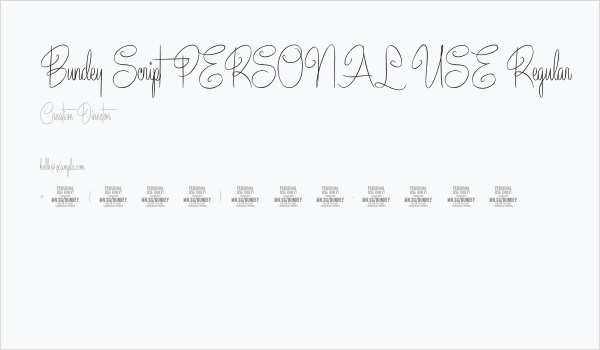 Bundey Script PERSONAL USE Regular Business Card