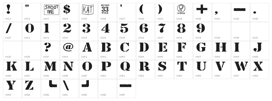 Bundy Yellow Solid Character Map