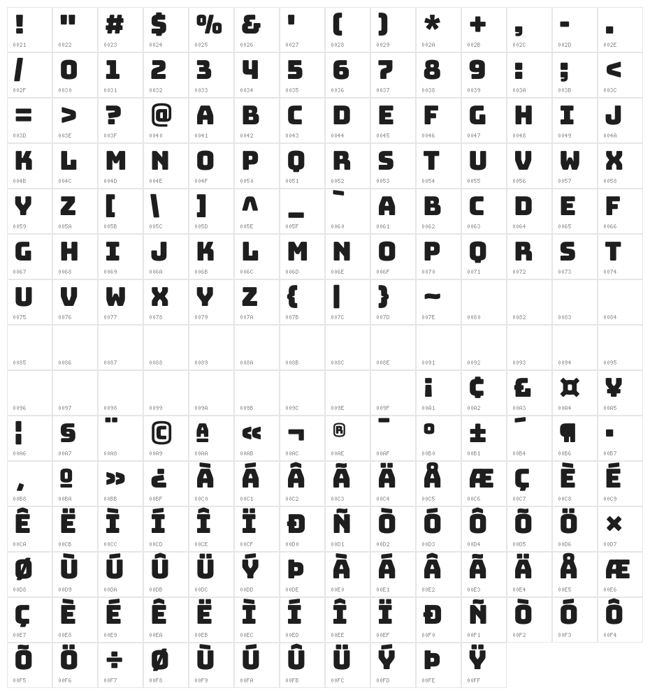 Bungee Color Regular Regular Character Map