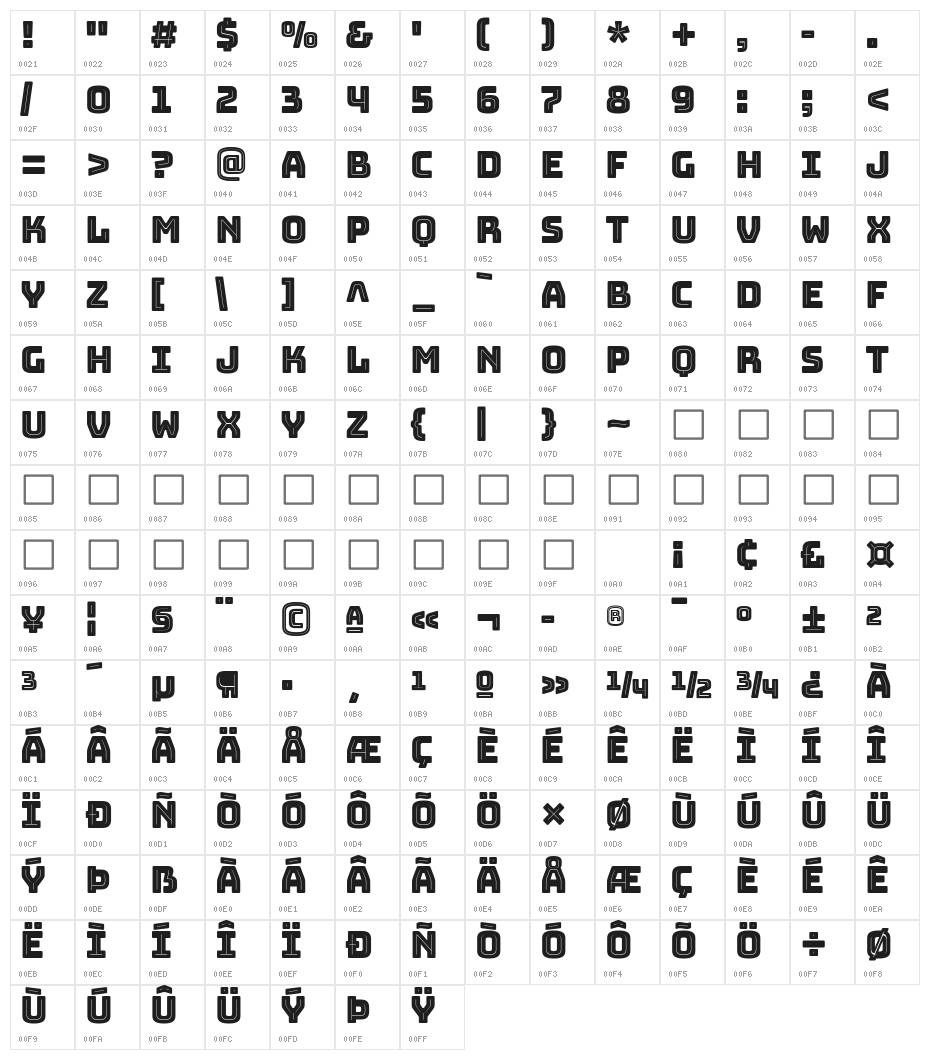 Bungee Inline Character Map