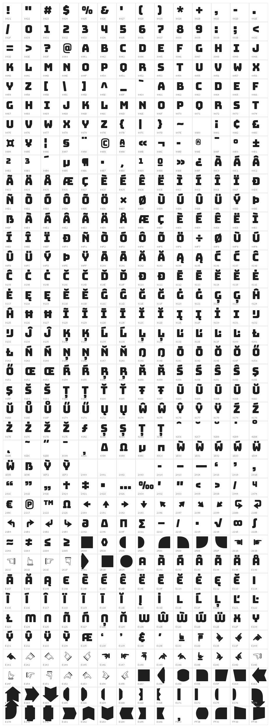 Bungee Layers Regular Regular Character Map