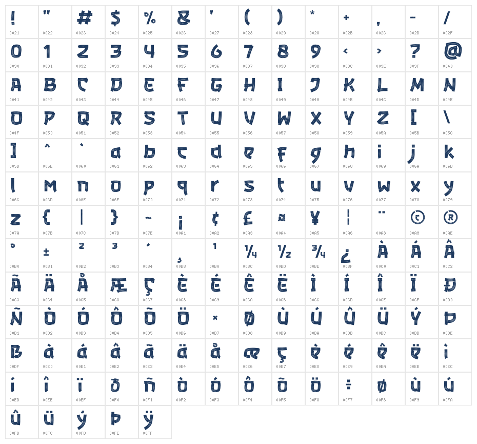 Bunkasai Regular Character Map