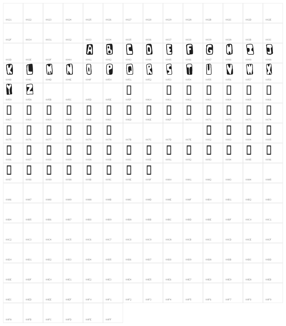 Bunker Character Map