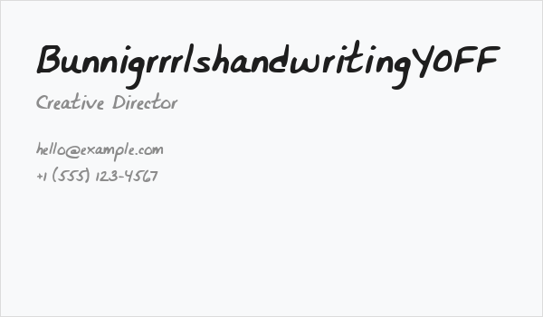 BunnigrrrlshandwritingYOFF Business Card
