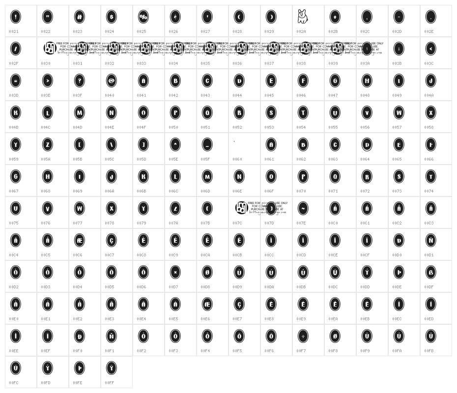 Bunny*Eggs Regular Character Map
