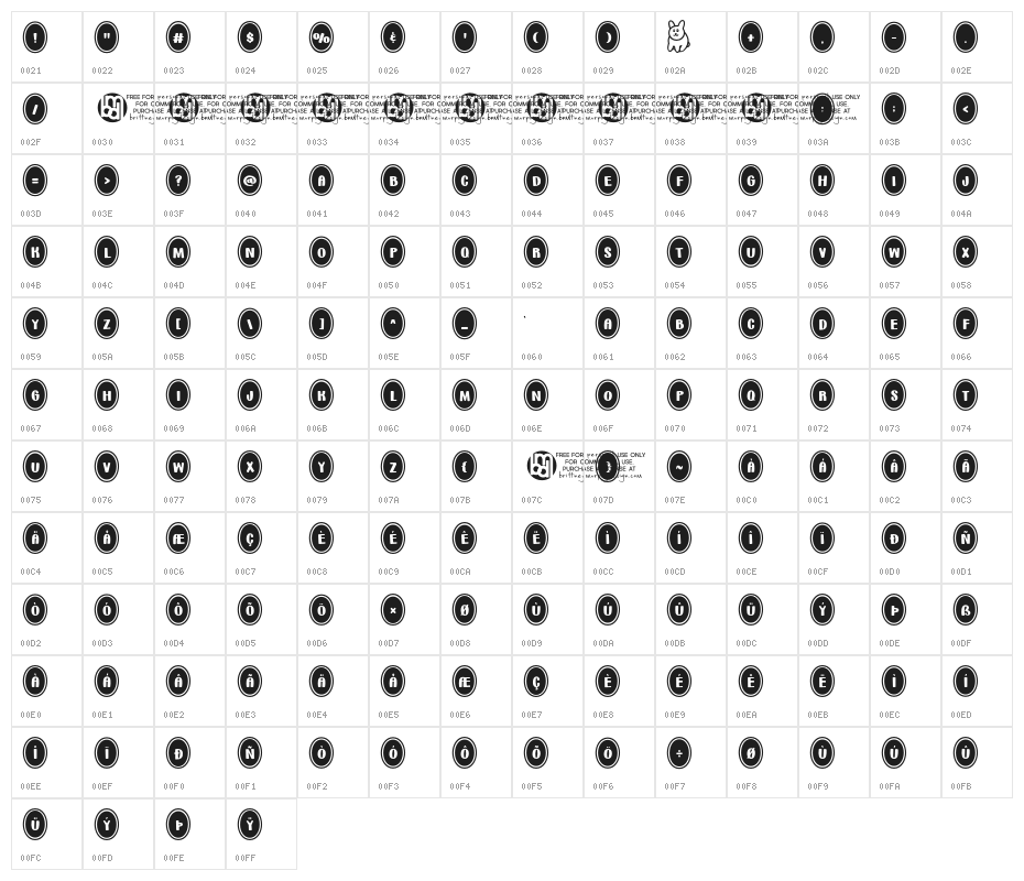 Bunny*Eggs Character Map