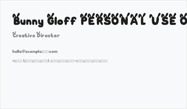 Bunny Gloff PERSONAL USE ONLY! Business Card