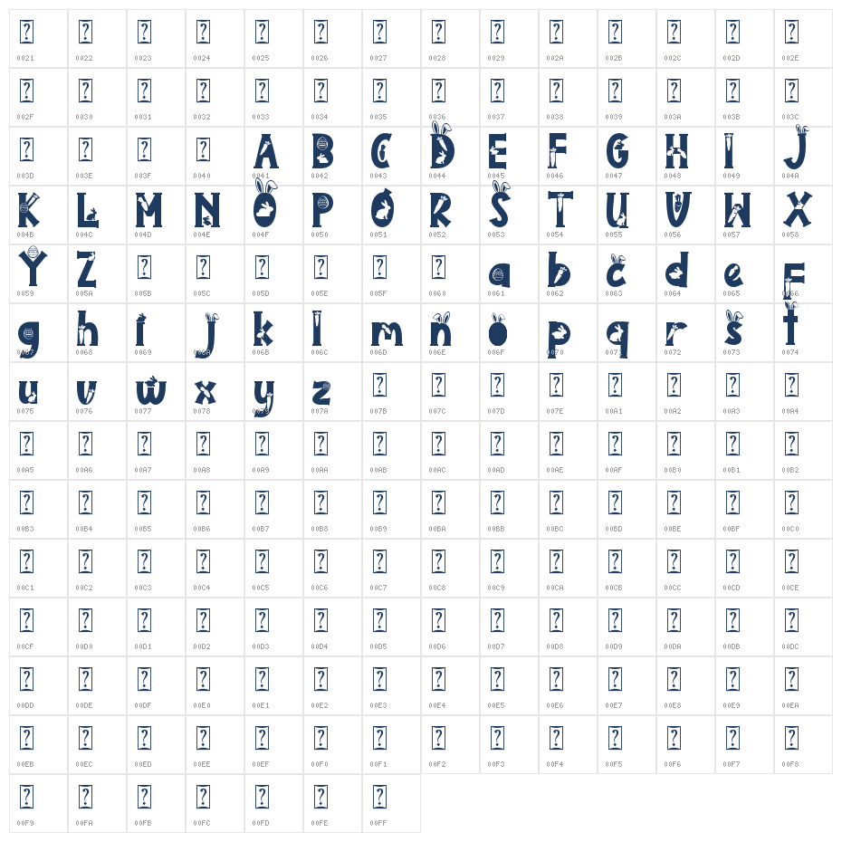 Bunny Holiday Character Map